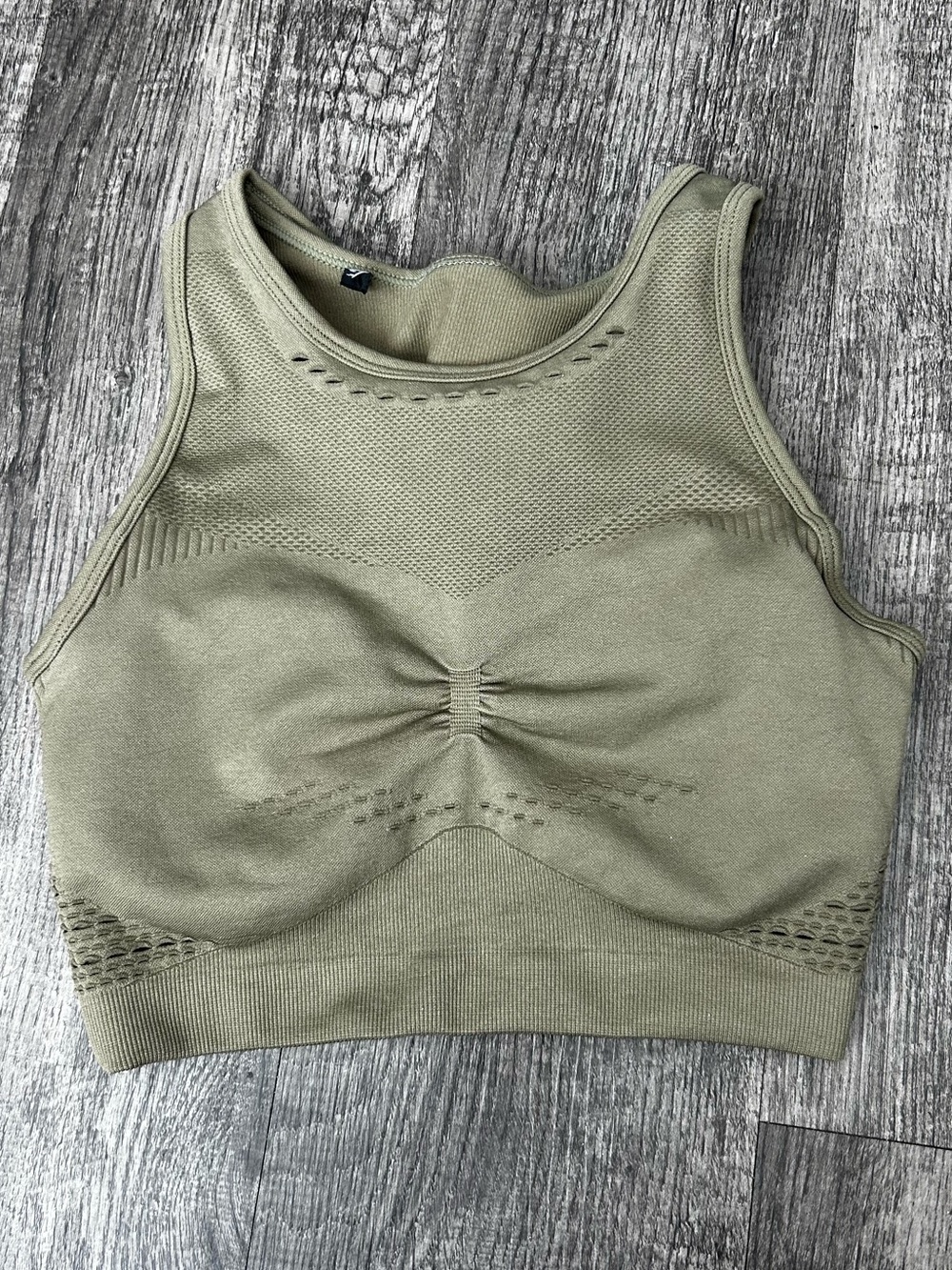 Gymshark Olive Seamless High-Neck Sports Bra
